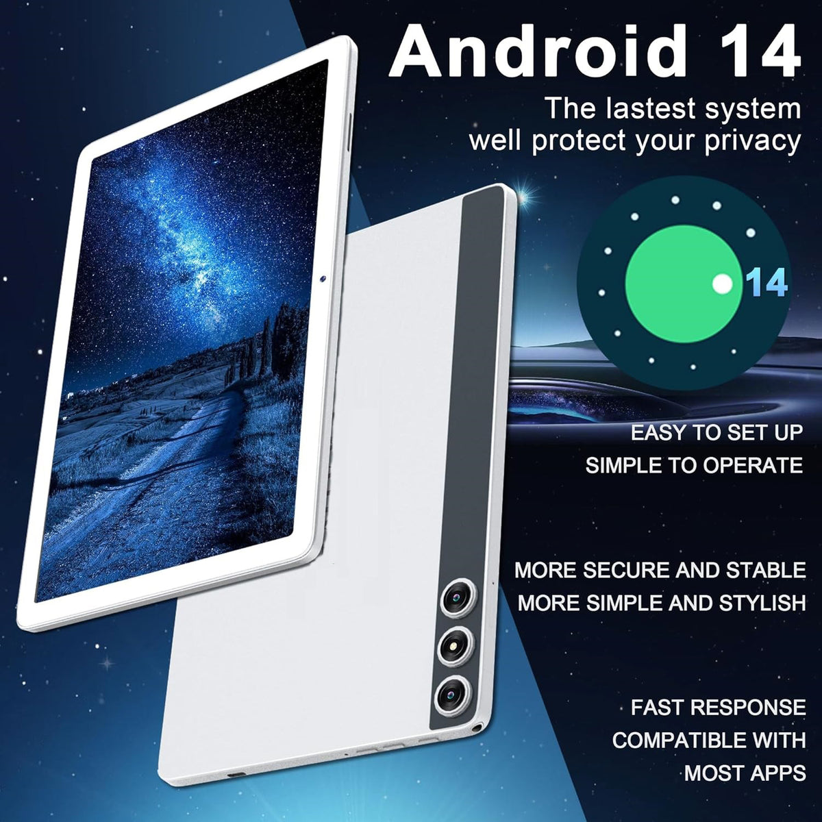 10inch Android 14 Tablet,4G Cellular Tablet with 128GB ROM+