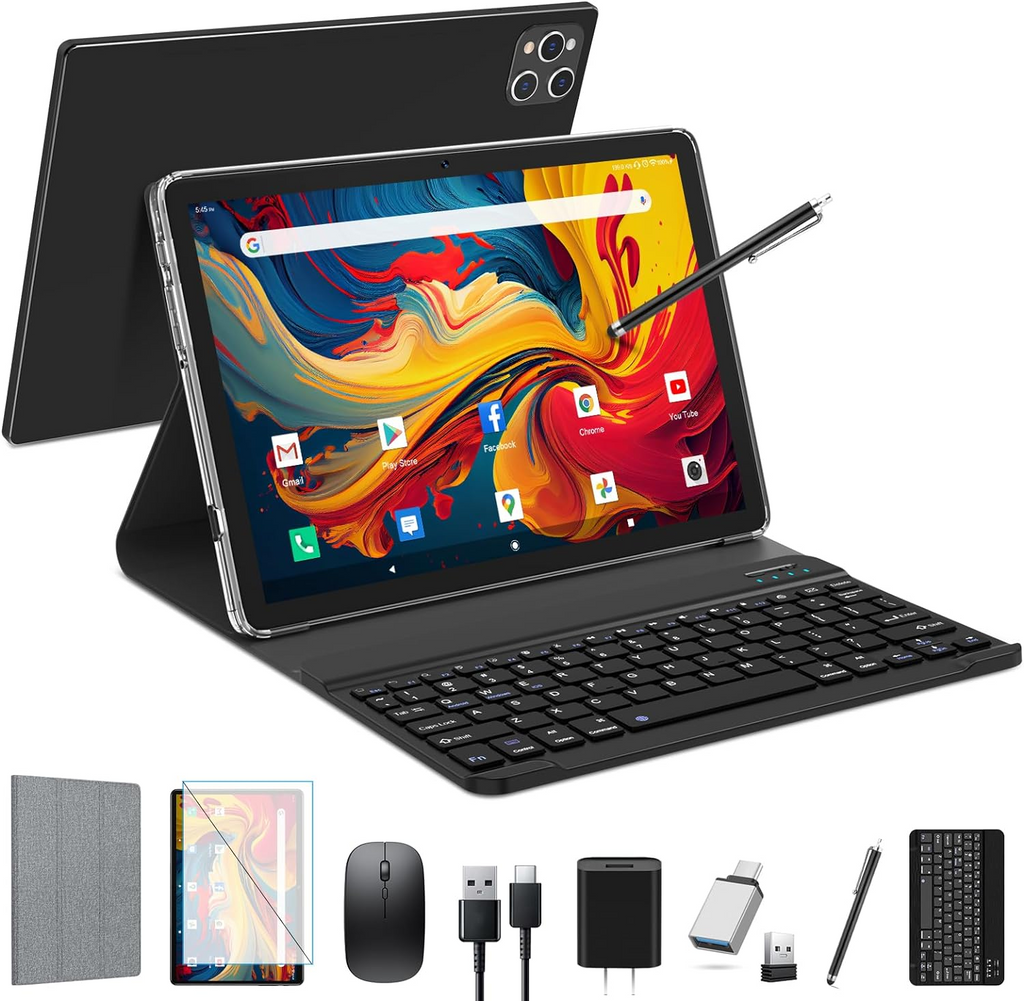 Tablet Android 13 Tablet,10 Inch Android Tablet with Keyboard,5G WiFi Tablet,128GB ROM+16GB RAM (8+8Virtual) +1TB TF Expand,Octa-Core Processor,13MP+8MP Camera,Bluetooth,GPS, FHD Display,2 In 1 Tablet