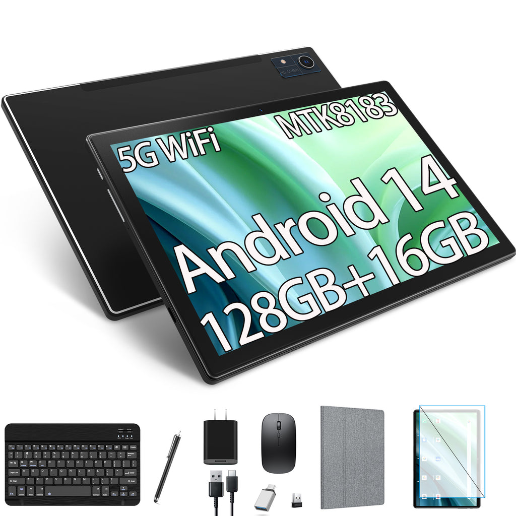 Android Tablet,10inch Tablets,24GB (8+16 Expand) RAM+128GB ROM+1TB Expand,Octa-Core Processor,2.4G/5G WiFi Tablet with Keyboard,1280*800 IPS Display Laptop Tablets,GPS Tableta