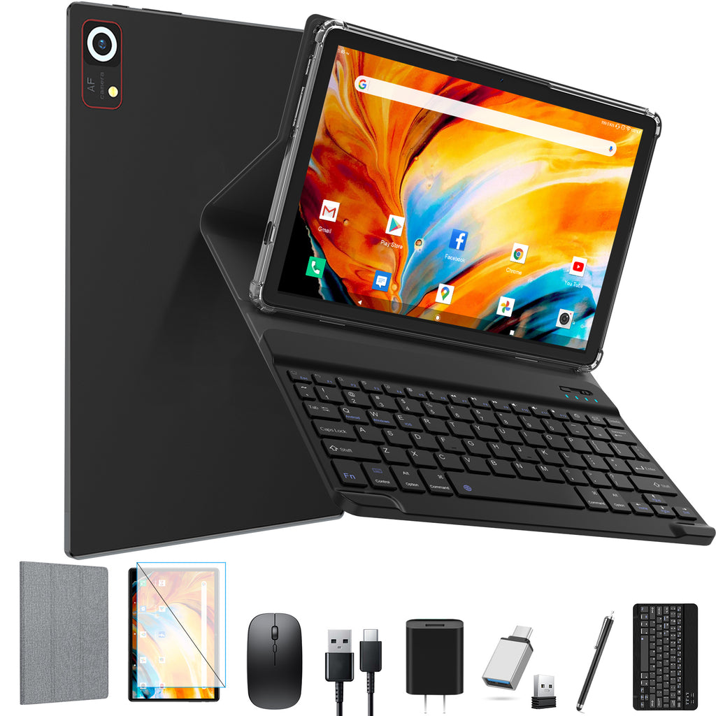 Tablet 10 Inch Android 15 Tablets,128GB ROM+24GB RAM,5G Wi-Fi Tableta PC,1TB Expand,Octa-Core,5G Wi-Fi,GPS,Bluetooth 5.0,Dual Camera,7000mAh,Split Screen,Face Unlock,2 in 1 Tablet with Keyboard