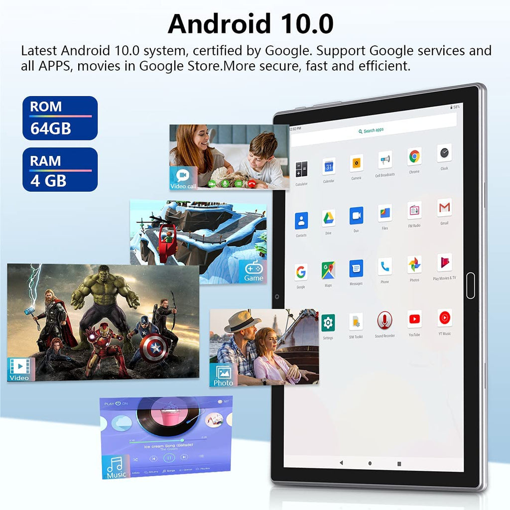Android 14 Tablet, 10.1 Inch Tablet, 2 in 1 Tablet, 4G