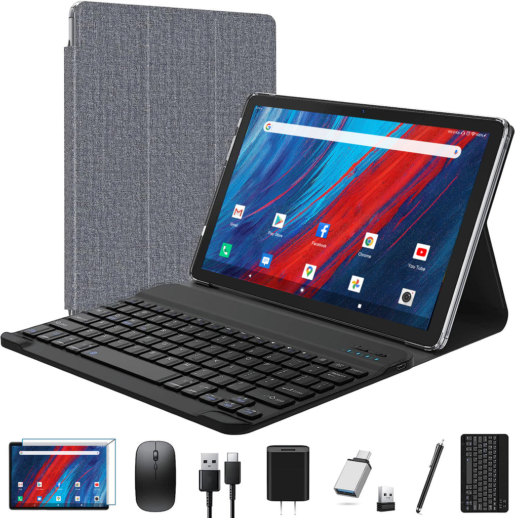 Tablet 2024 Newest Android 12 Tablet, 10 Inch Tablet,5G Wi-Fi Tablet Computer,2 In 1 Tablet with Keyboard, 128GB ROM+16(8+8)GB RAM + 1TB Expand,Octa-Core Processor,1920 * 1200 IPS,Bluetooth,GPS,Black