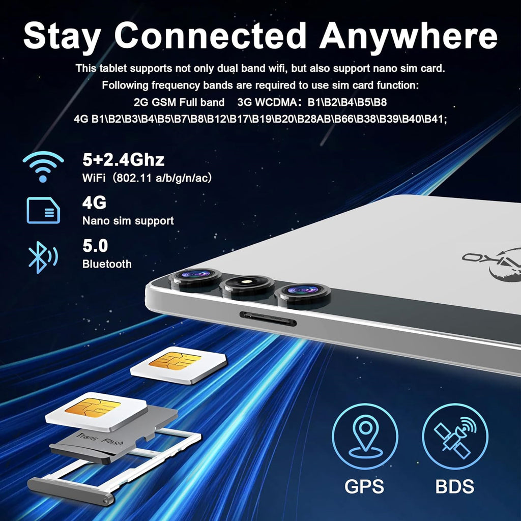 10inch Android 14 Tablet,4G Cellular Tablet with 128GB ROM+