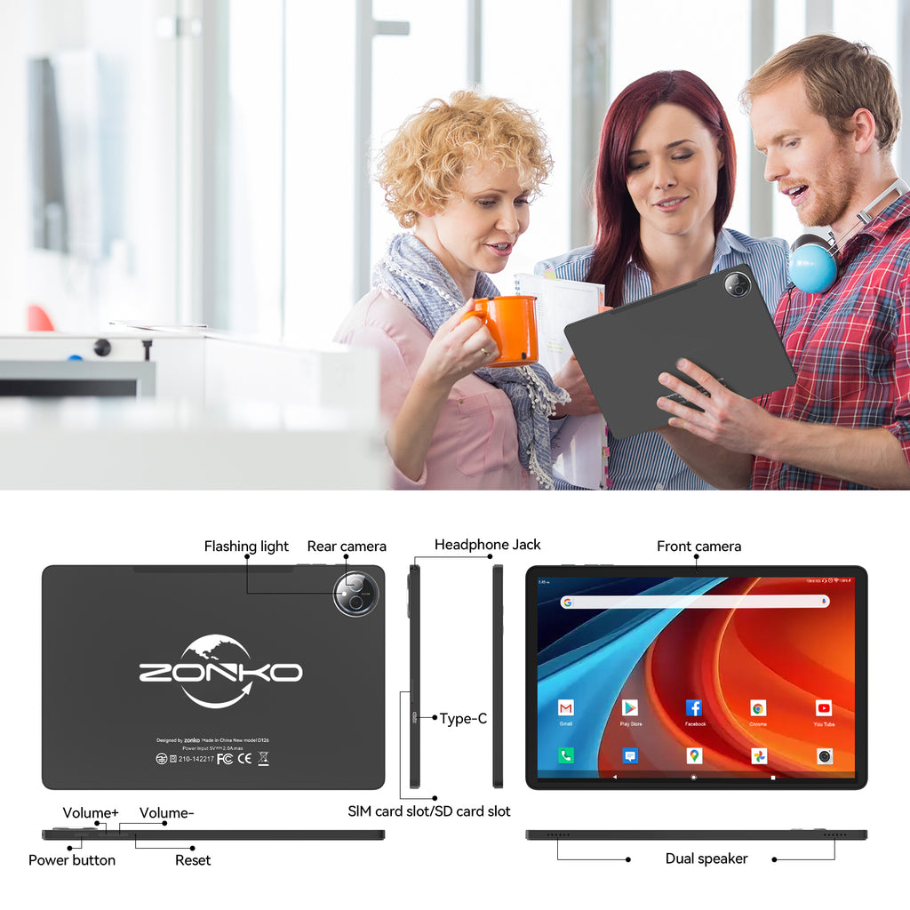 ZONKO Android Tablet 本体 Amazon.com : Tablet 10.1 Inch 128 Storage+1TB Expand 2 in 1