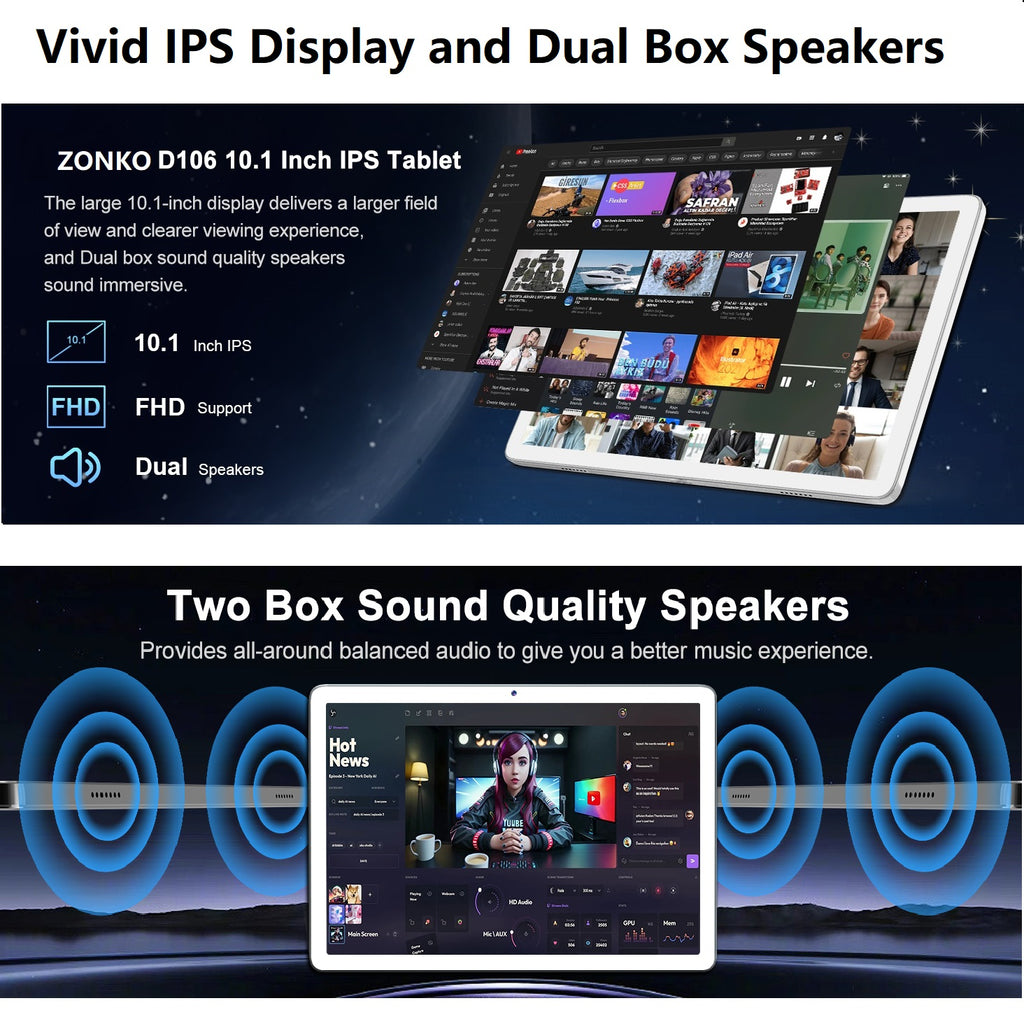 10inch Android 14 Tablet,4G Cellular Tablet with 128GB ROM+