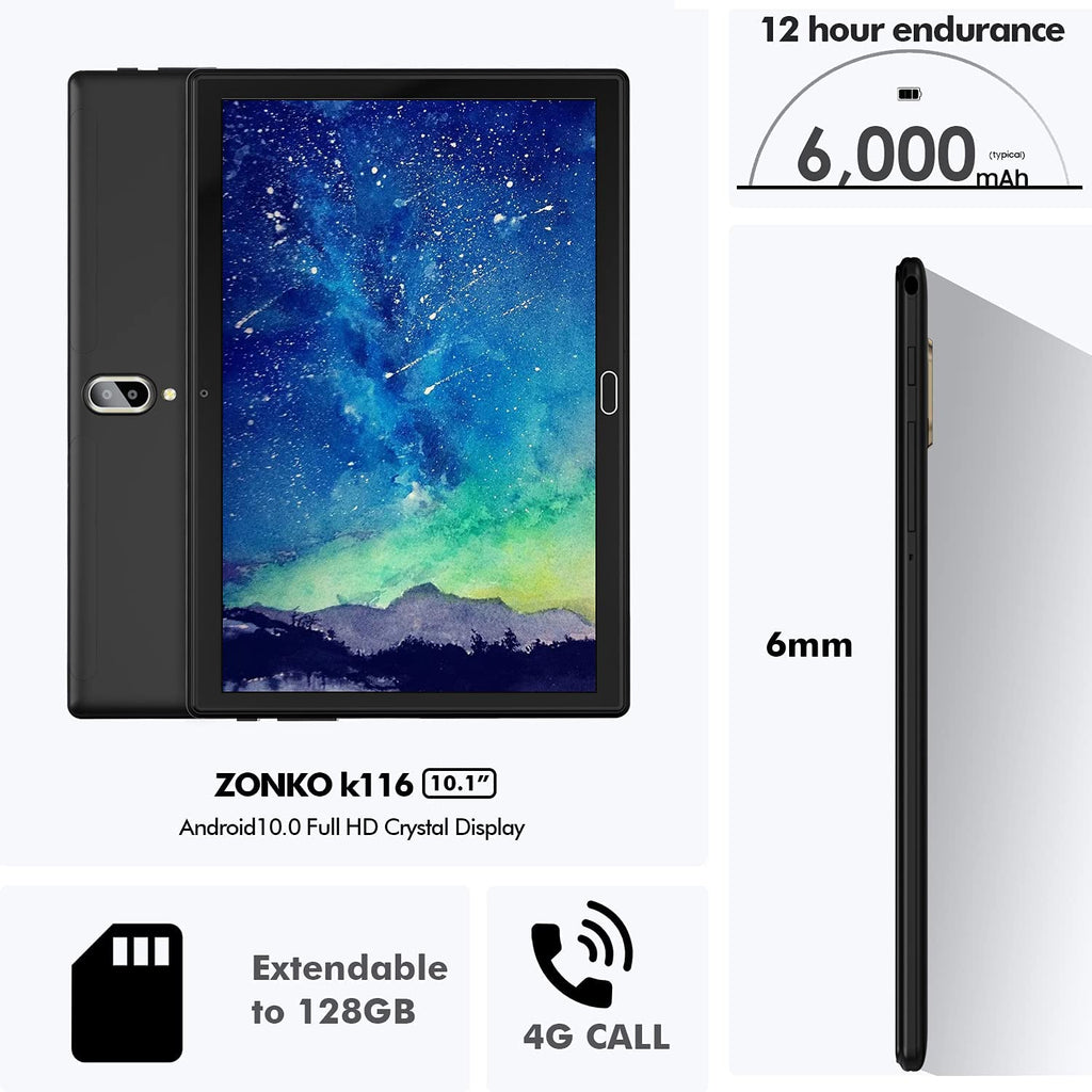 Tablet 10 inch Android 11 2G/3G/4G Phone Call Tablet 64GB Storage, 256 GB  Expand, Octa-CoreWiFi,